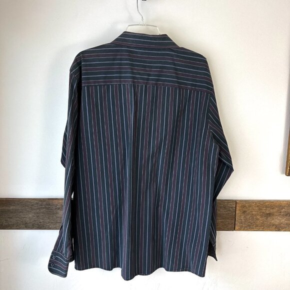 One 90 One Mens striped shirt scrolls print 2XL Blue Purple - Picture 6 of 8